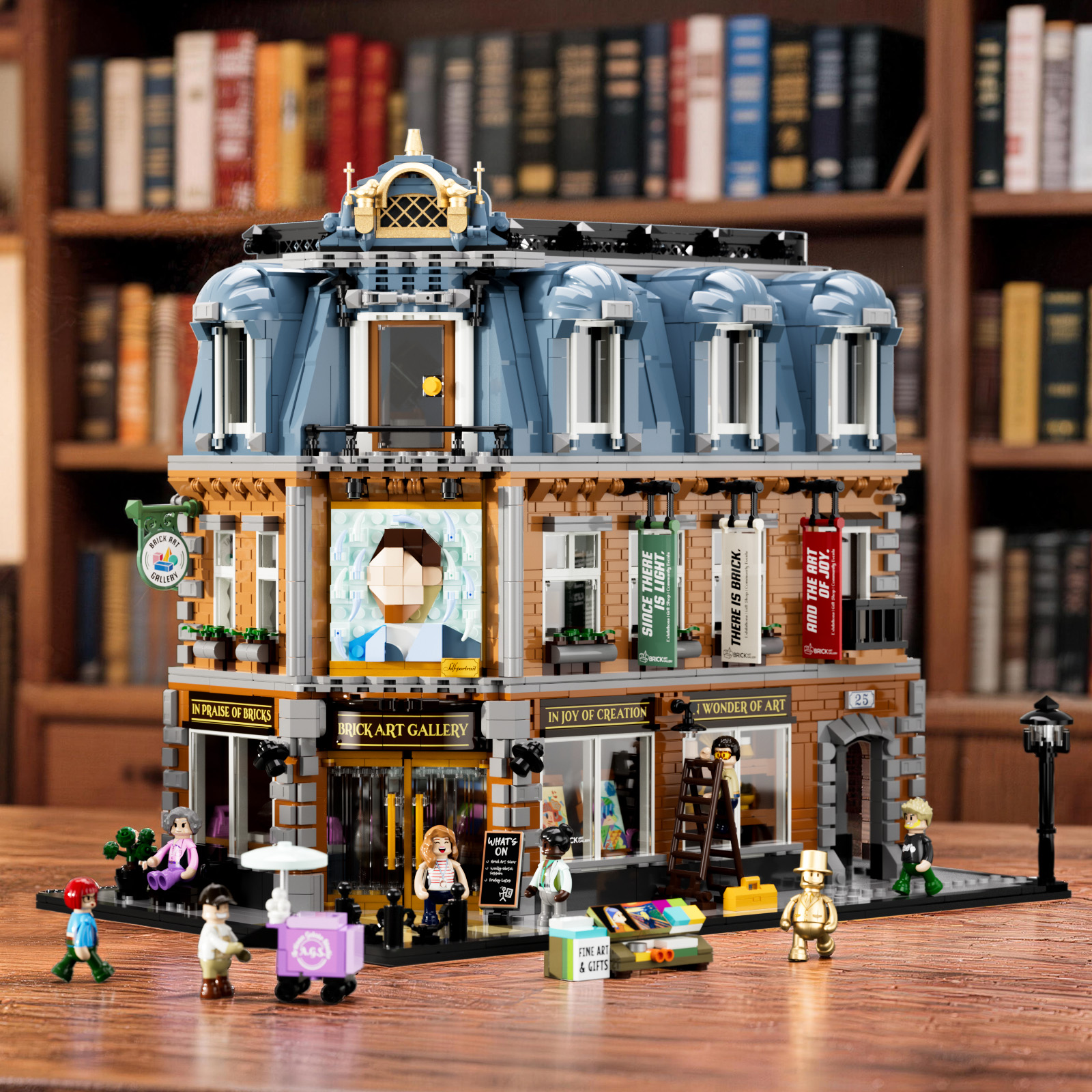 The same miniature streetscape before its lights are switched on
